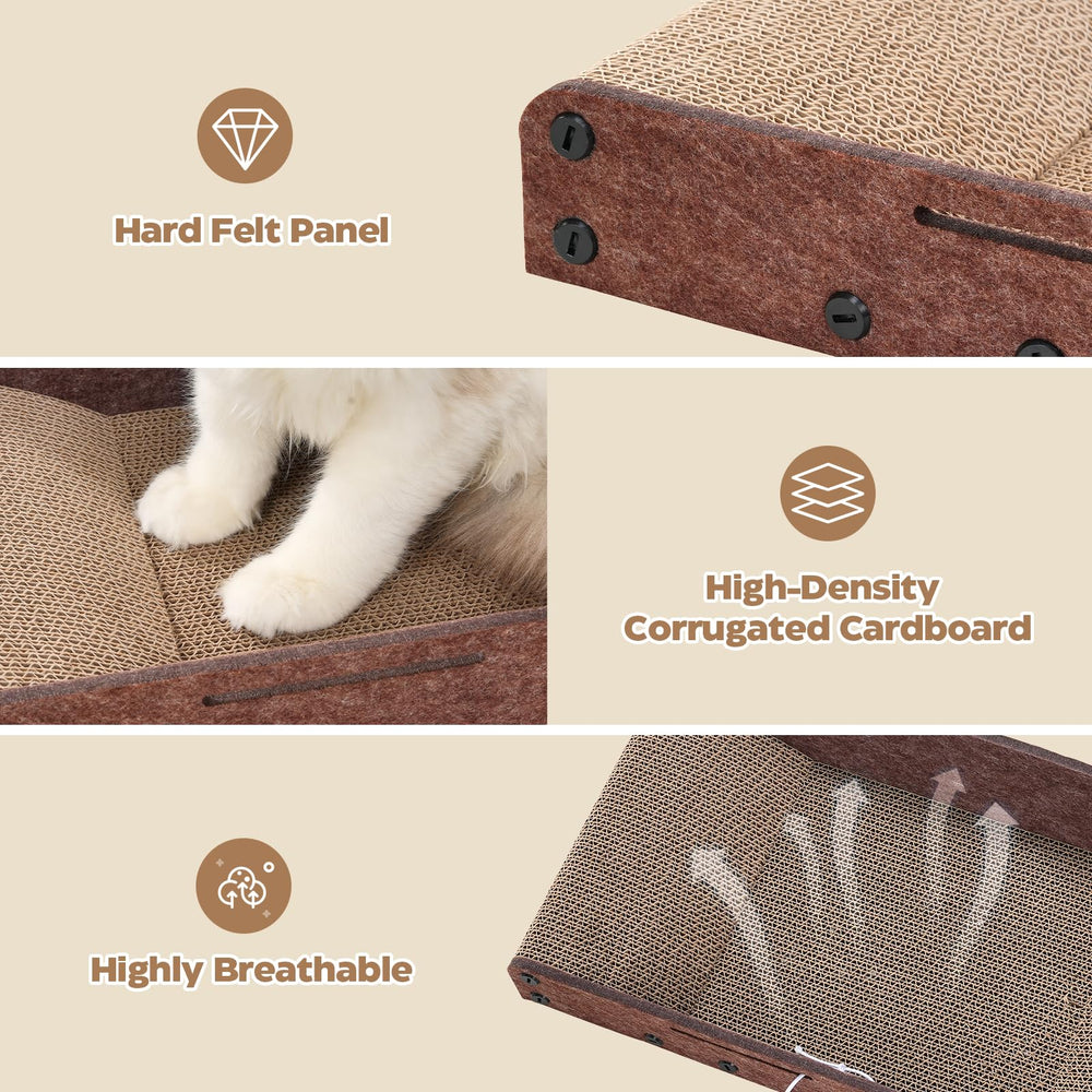 Dense corrugated cardboard construction from Avont for daily scratching.