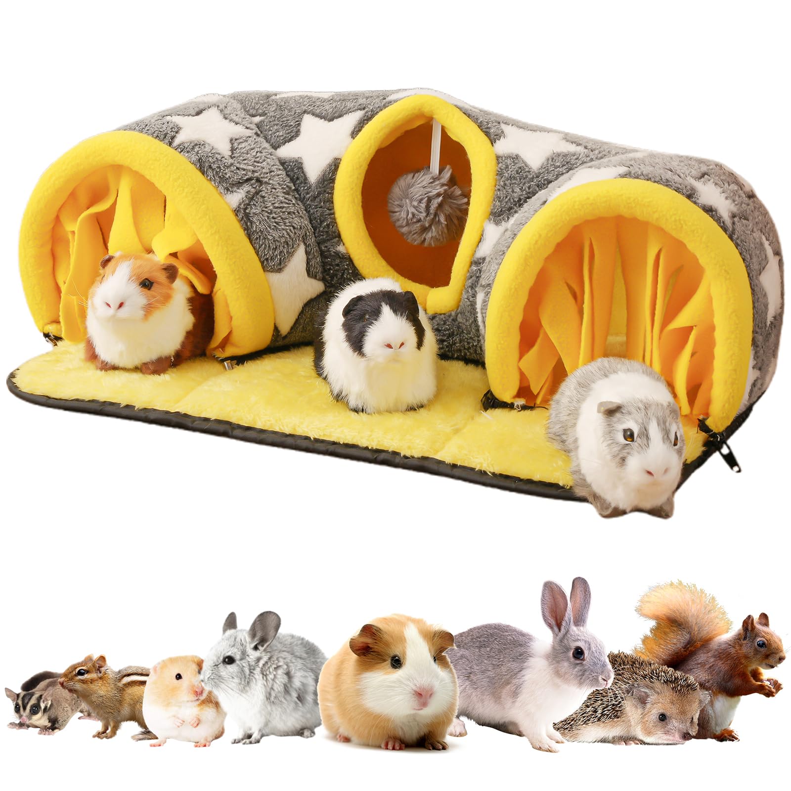 Avont Guinea Pig Hideout Tunnel in soft plush fabric for cozy play.