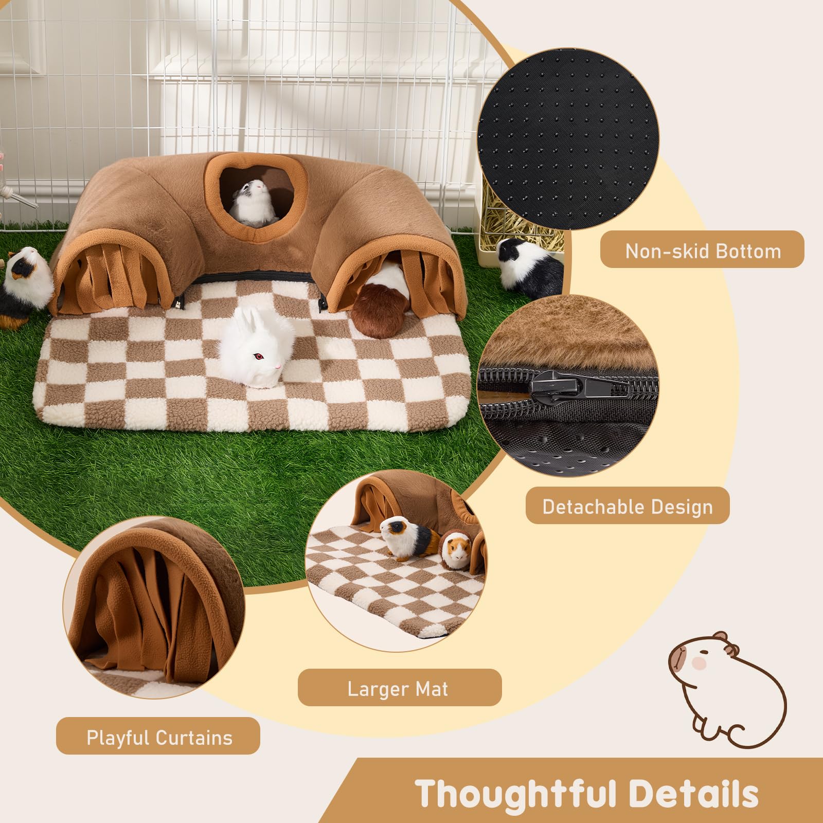 Avont plush fabric provides cozy comfort for lounging and exploration