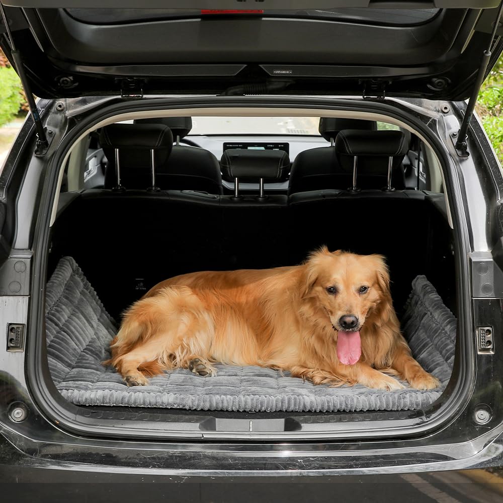 Awjcsv dog bed with soft flannel detail enhances comfort during long car rides.