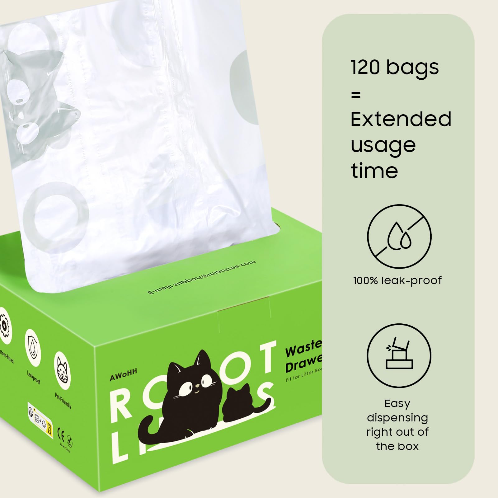 AWoHH LDPE material provides soft, quiet liners for timid cats.