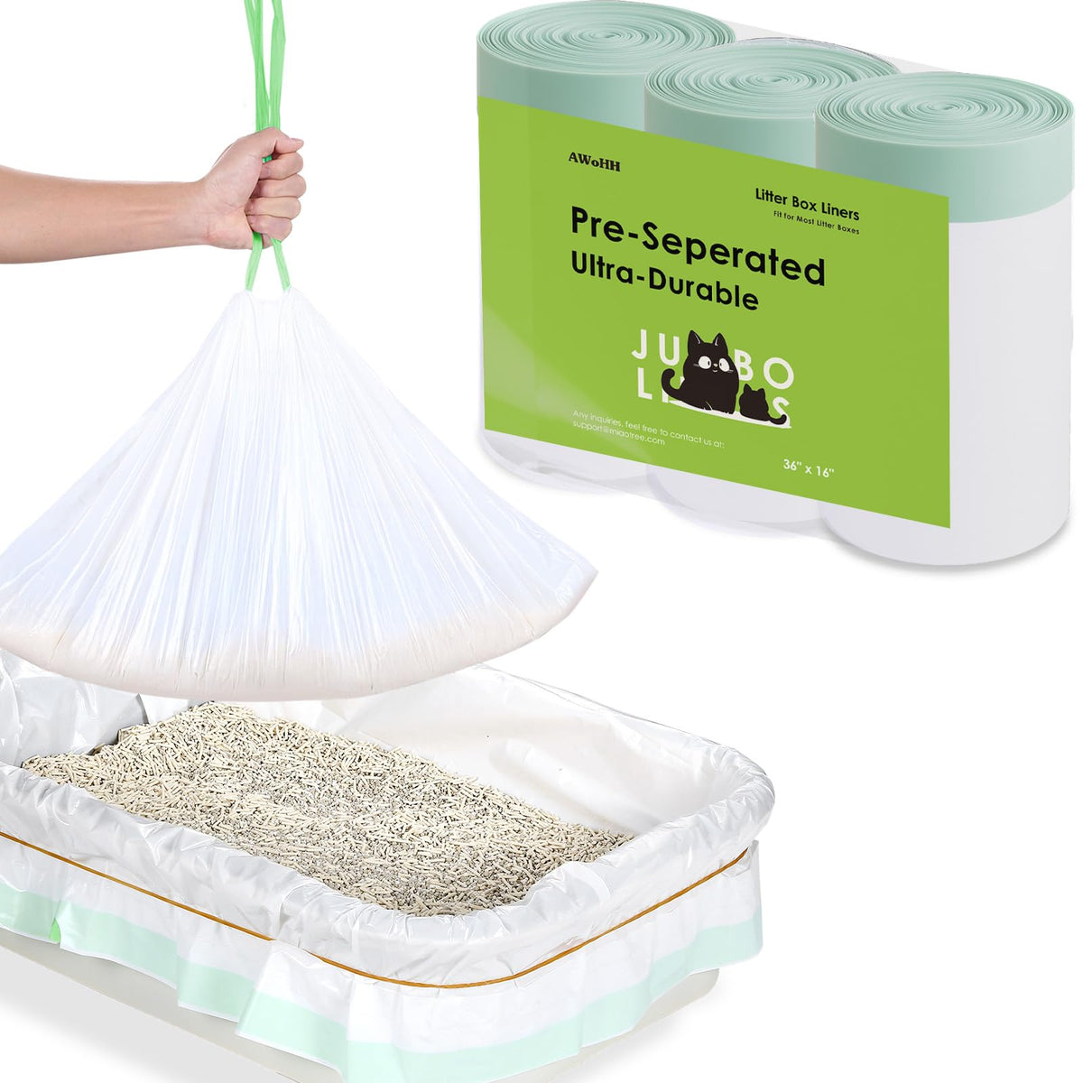 AWoHH cat litter liners 42-count pack for quick multi-cat setup.