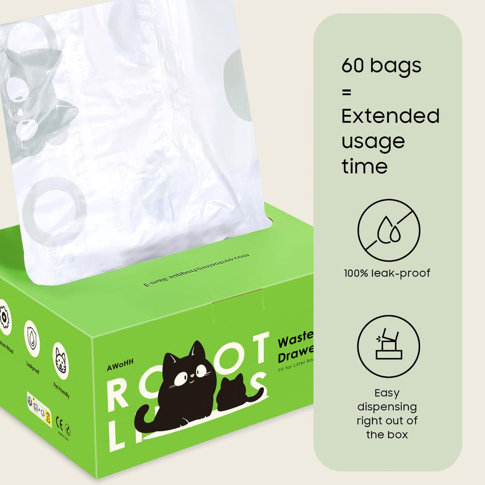 AWoHH leak-proof tear-resistant cat litter bags for dependable changes.