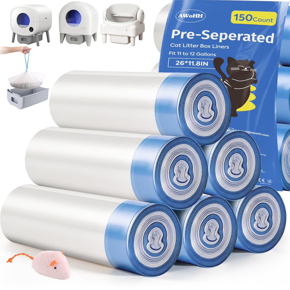 AWoHH litter bags 26x11-8 drawer liner fit auto-clean boxes.
