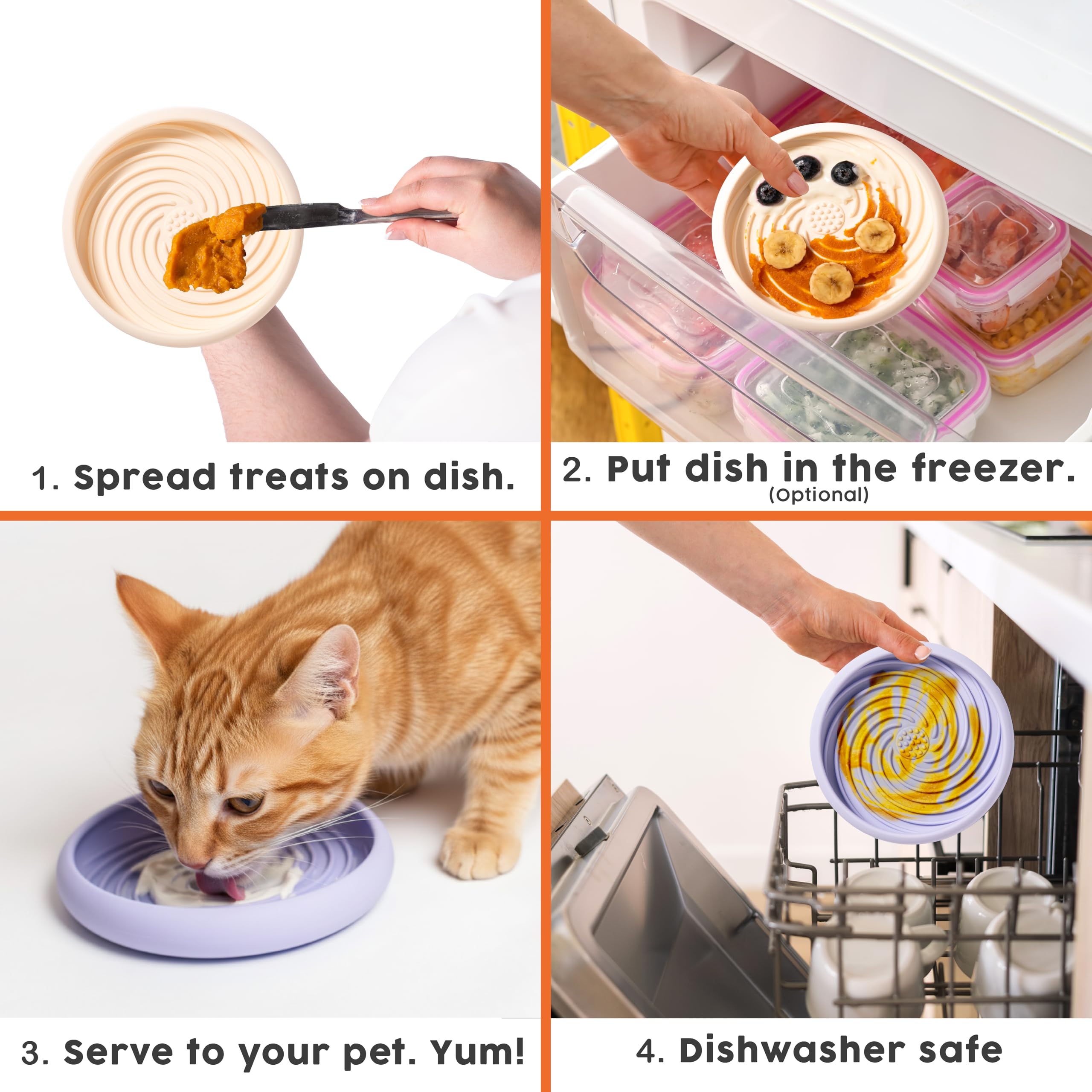Awoo almond variant Lick Dish adds calm with a tactile feeding surface.