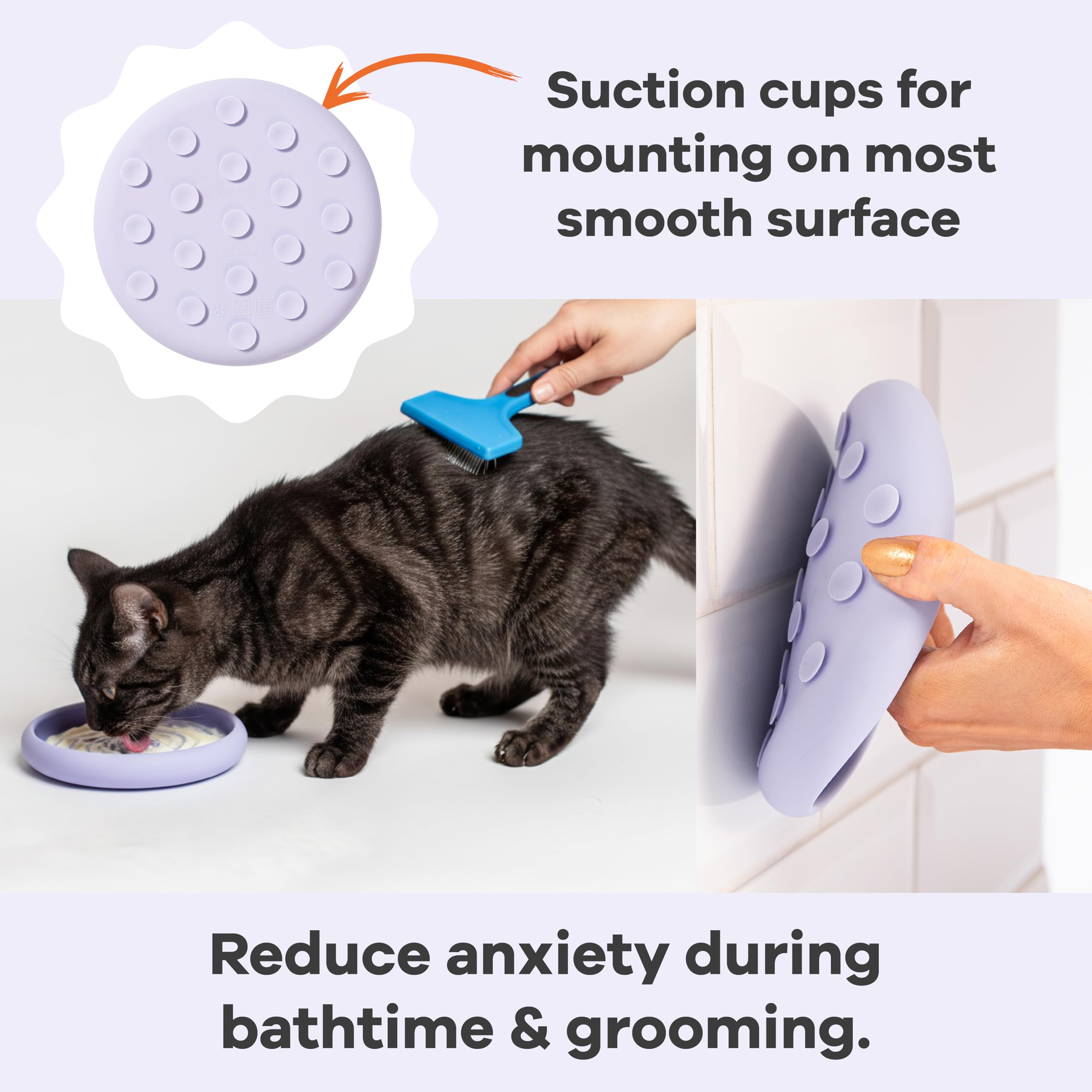 Awoo Lick Dish periwinkle non-slip suction cups keep mat steady