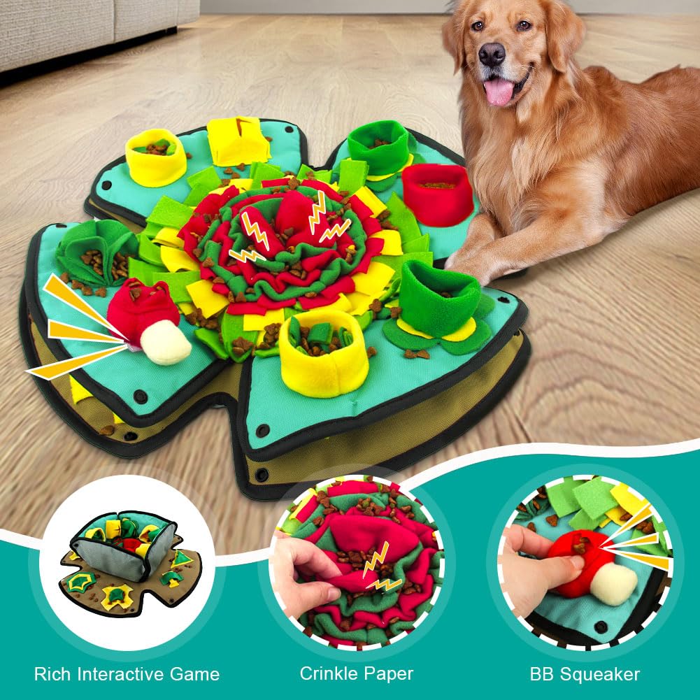 AWOOF Snuffle Mat folded into a bowl for easy serving and storage