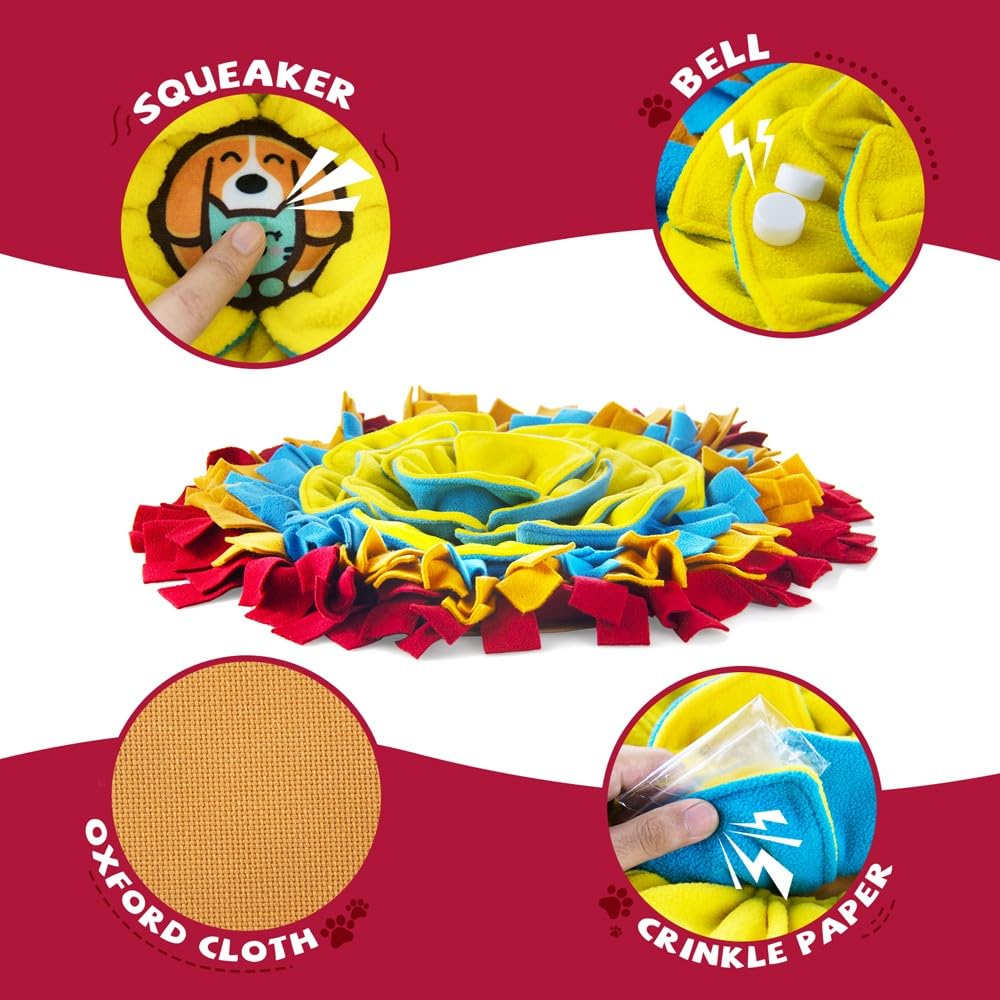 AWOOF snuffle mat doubles as a treat dispenser for interactive play.