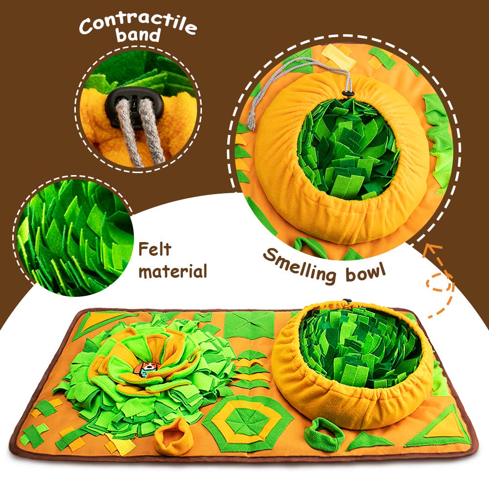AWOOF snuffle mat squeaker under logo adds playful engagement.