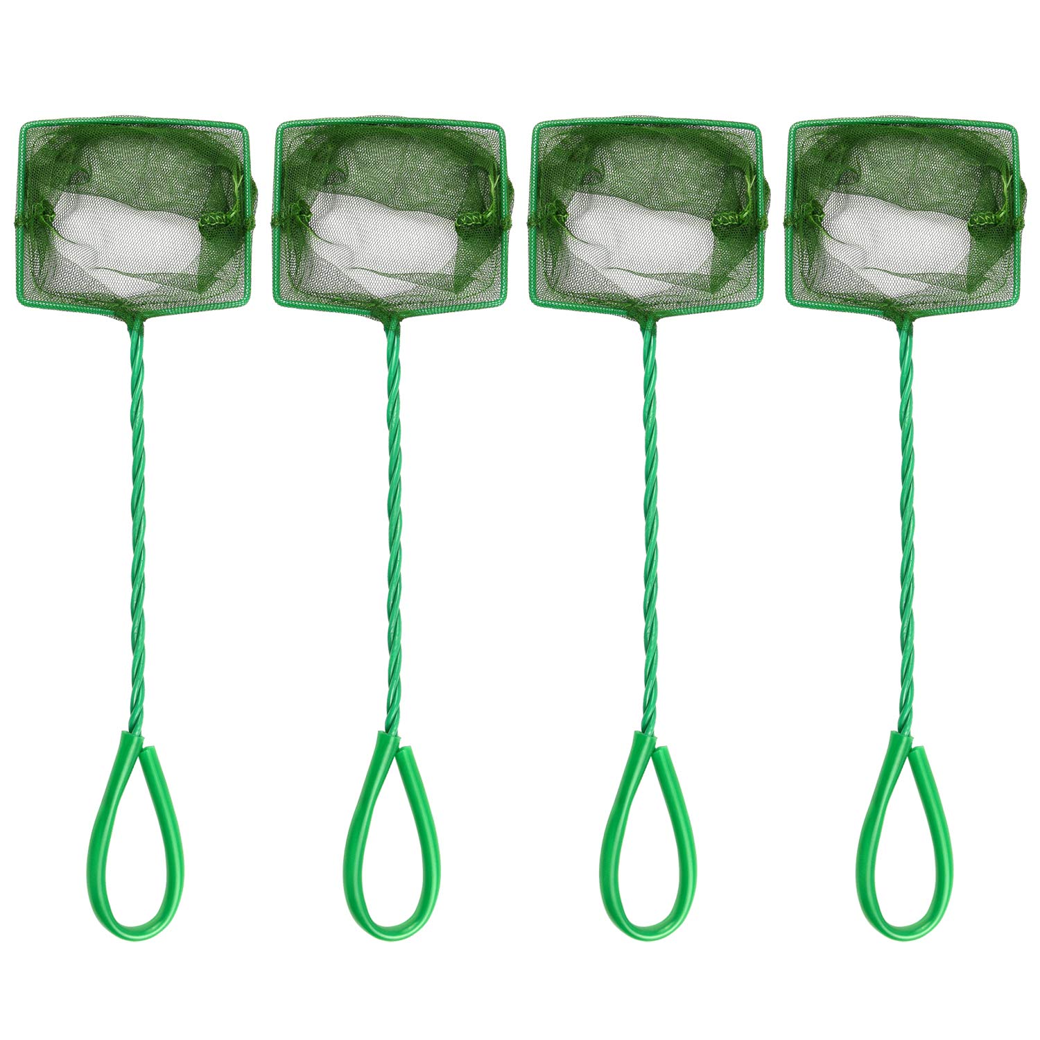 Awpeye four-pcs aquarium nets with 4-inch mesh for gentle fish catching.