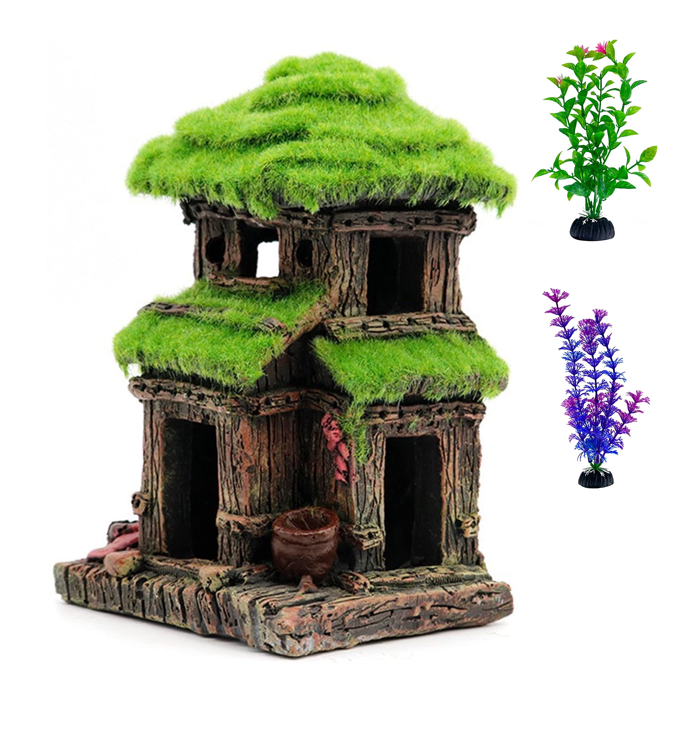 AWXZOM fish house moss two storey decor shelters betta