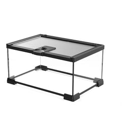 AWXZOM mini reptile glass terrarium top view emphasizing top opening for feeding and cleaning