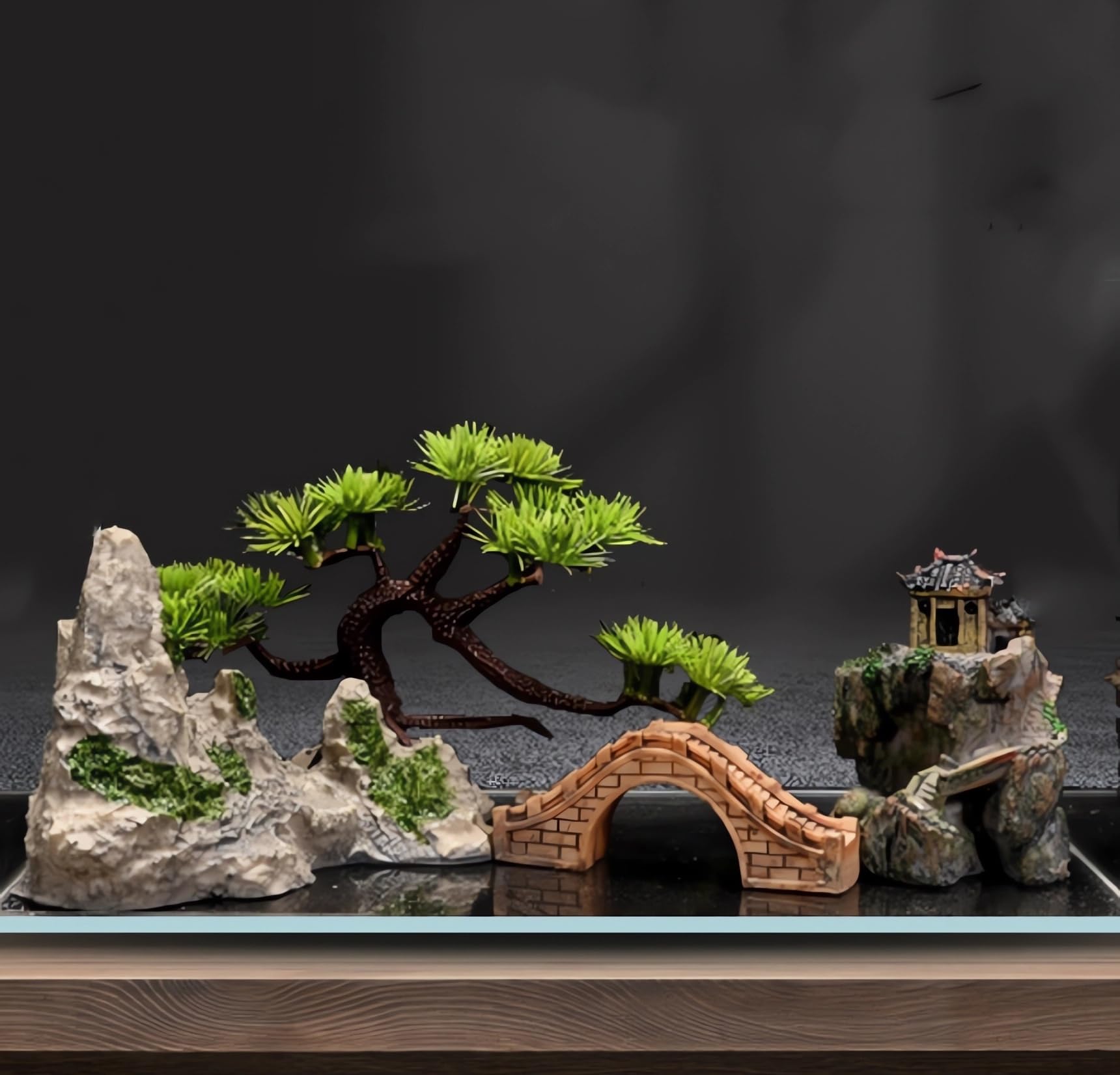 AWXZOM coconut tree decor enhances aquarium scenery and creates hiding spots for small fish.