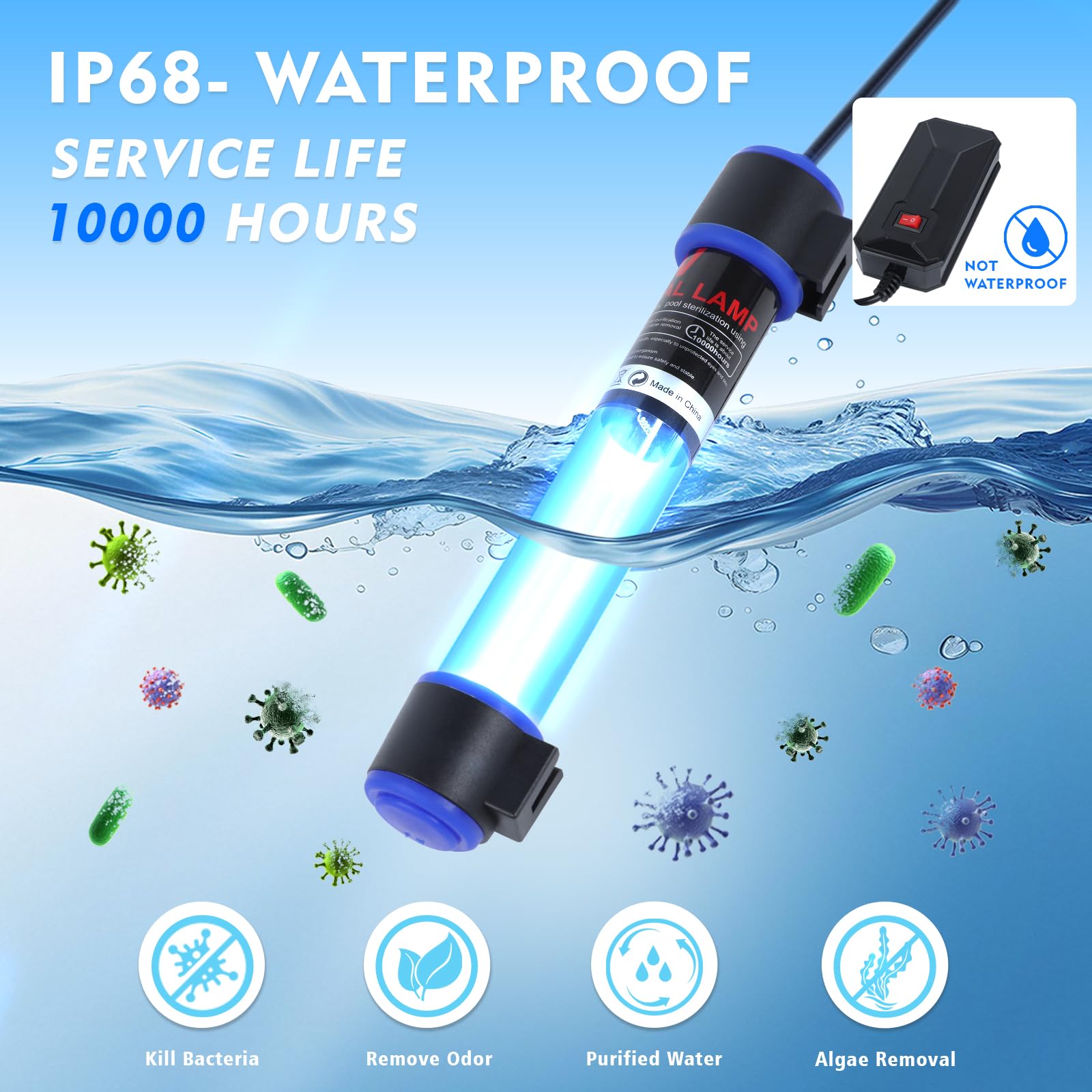 Ayamaxon UV-C light installed inside a filter compartment for safe use.