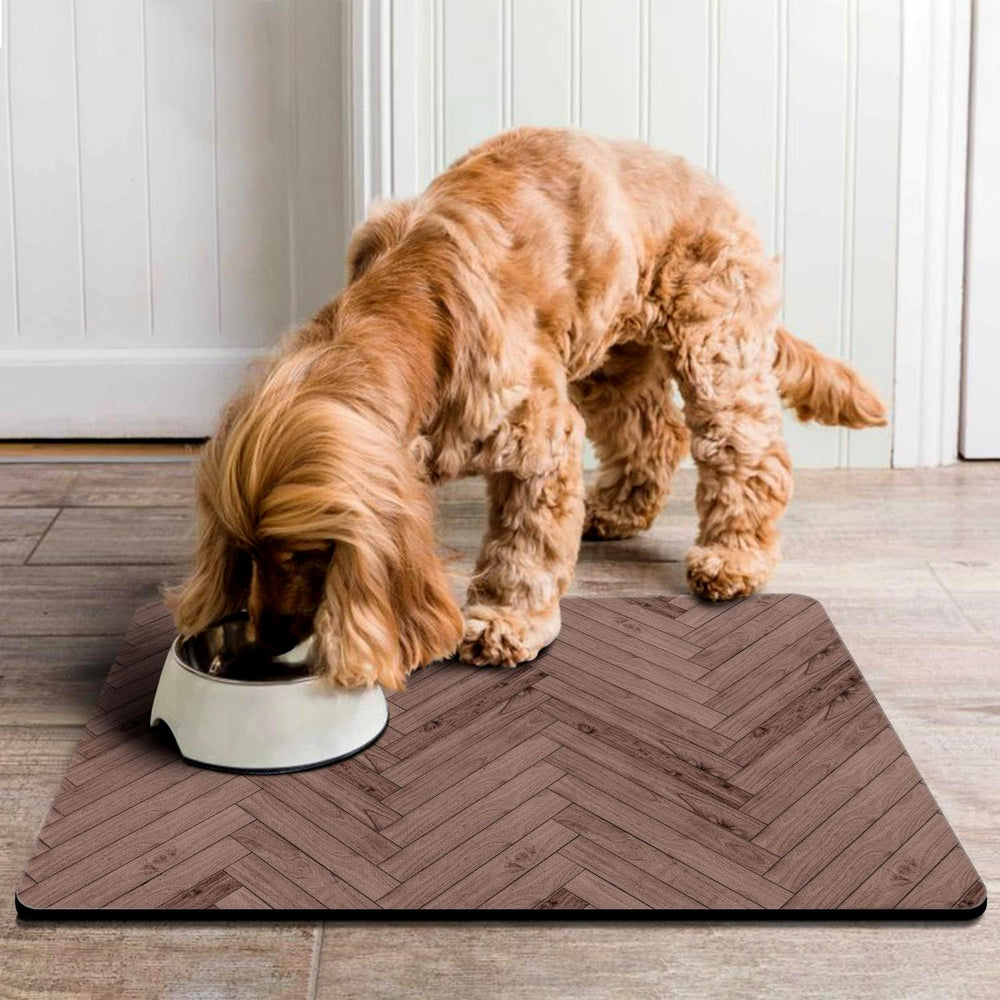 Ayiashiab pet mat under feeders protects floors.