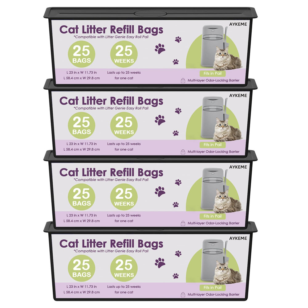 AYKEME 100-cat litter refill roll bags fit Genie Easy Roll Pail for neat disposal.
