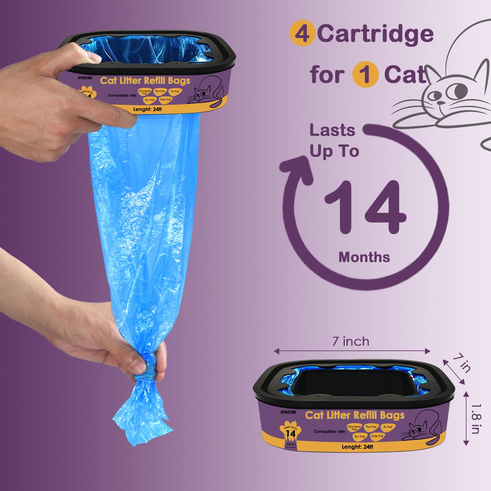 AYKEME Genie XL refill bag 24 ft durable and tear-resistant