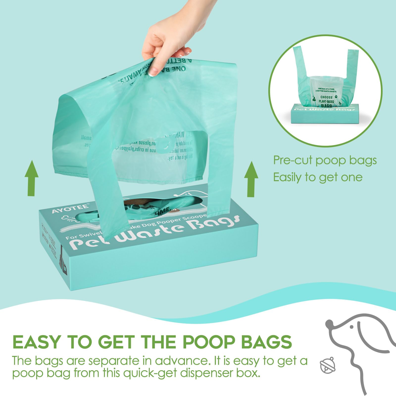 AYOTEE extended handles fit the scooper for clean, mess-free disposal.