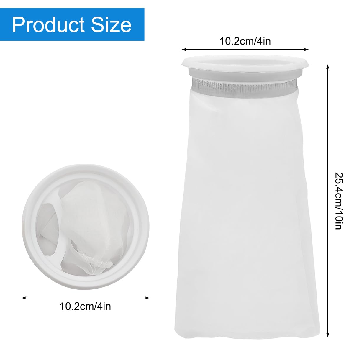 AYWFEY aquarium filter bag with 4-inch ring demonstrating media compatibility
