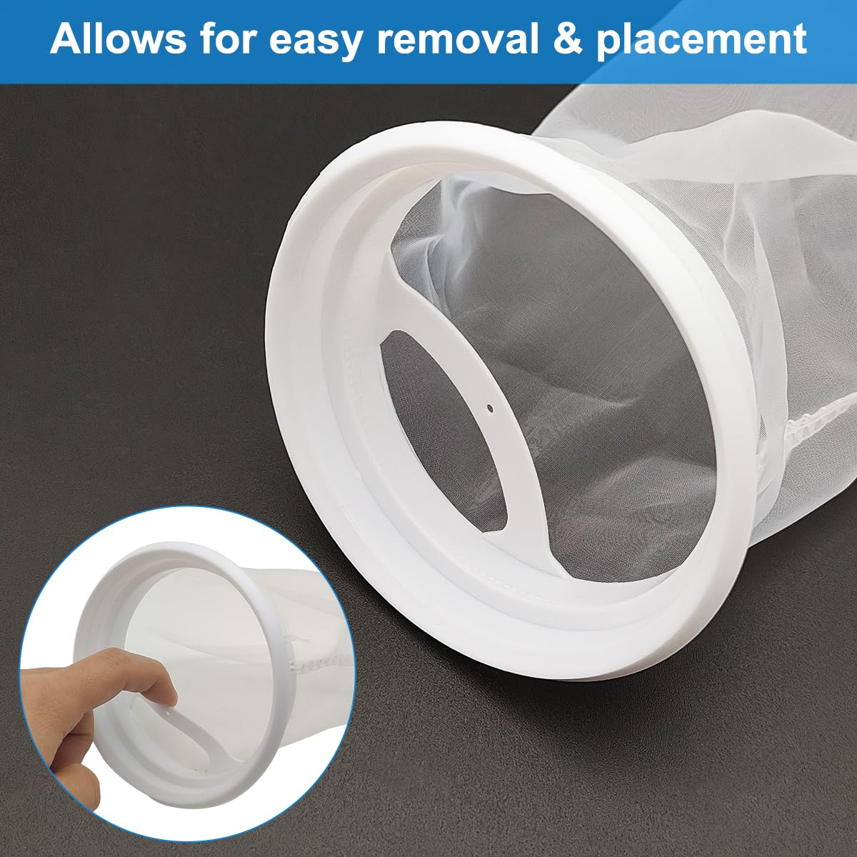 AYWFEY reusable nylon mesh sock ready for repeated tank filtration