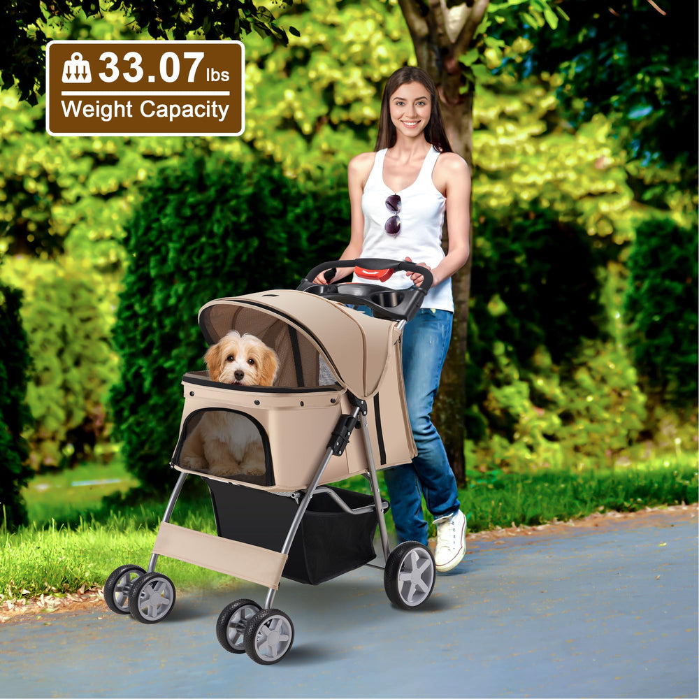 Azaeahom pet stroller with breathable mesh sides for comfort.