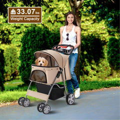 Azaeahom pet stroller with breathable mesh sides for comfort.