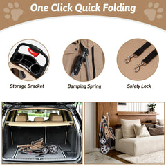 Azaeahom pet stroller showing storage basket and cup rack.