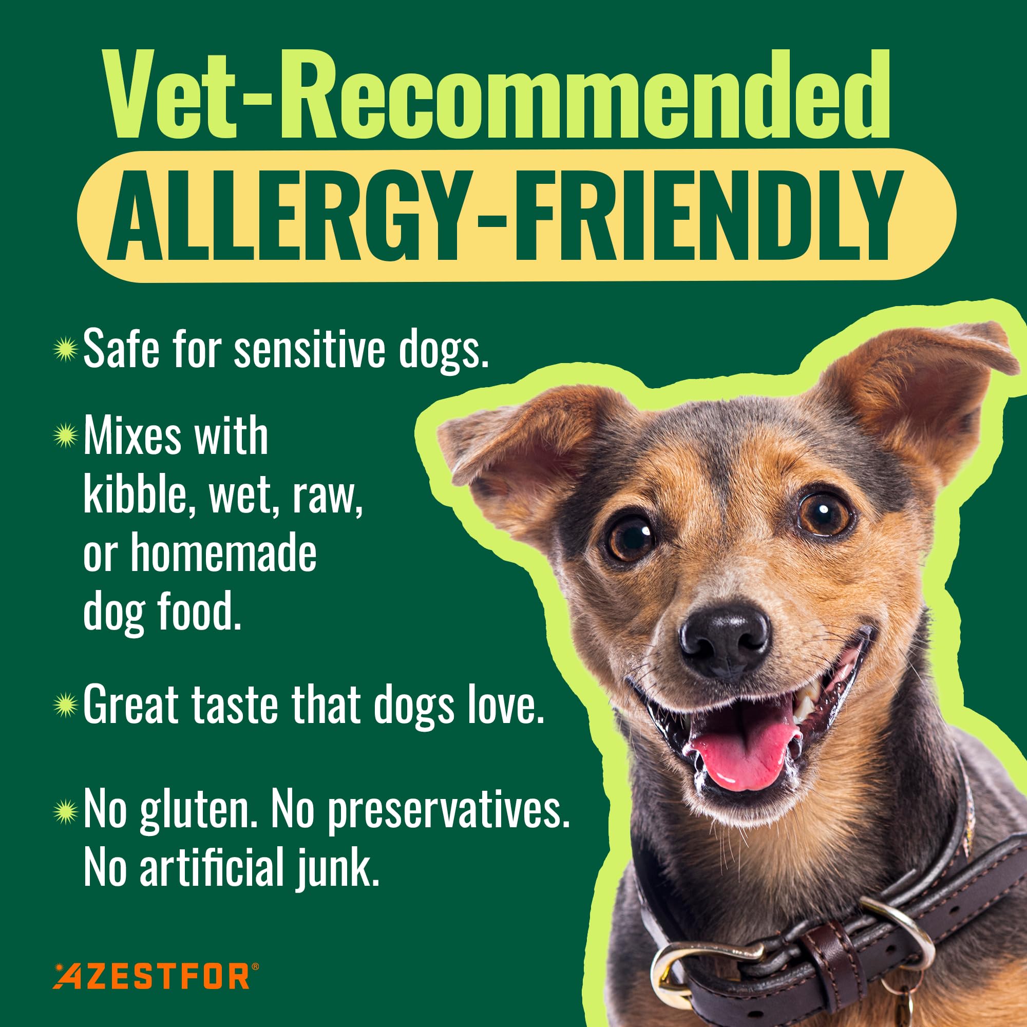 Azestfor Green Lipped Mussel dog powder ingredients panel, limited and clean