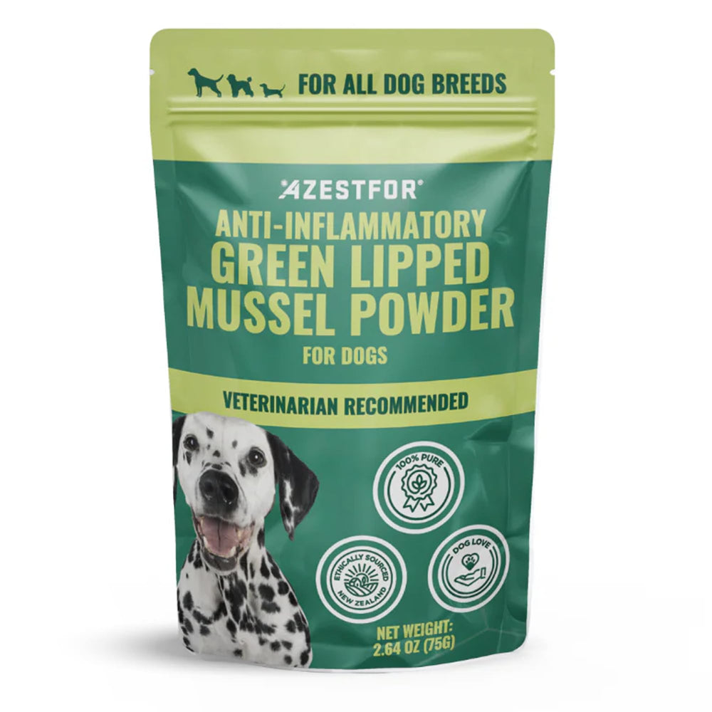 Azestfor Green Lipped Mussel powder label closeup showing natural joint support