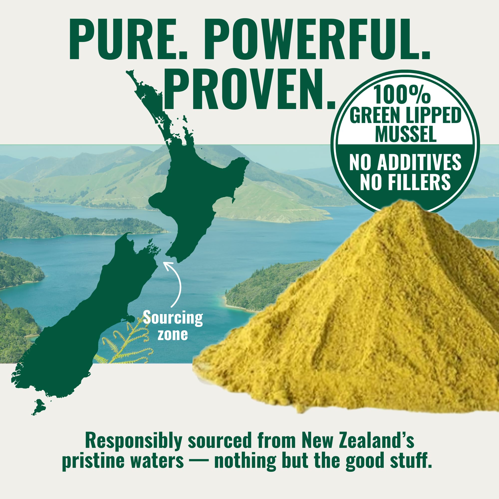 Azestfor Green Lipped Mussel dog powder packaging shown