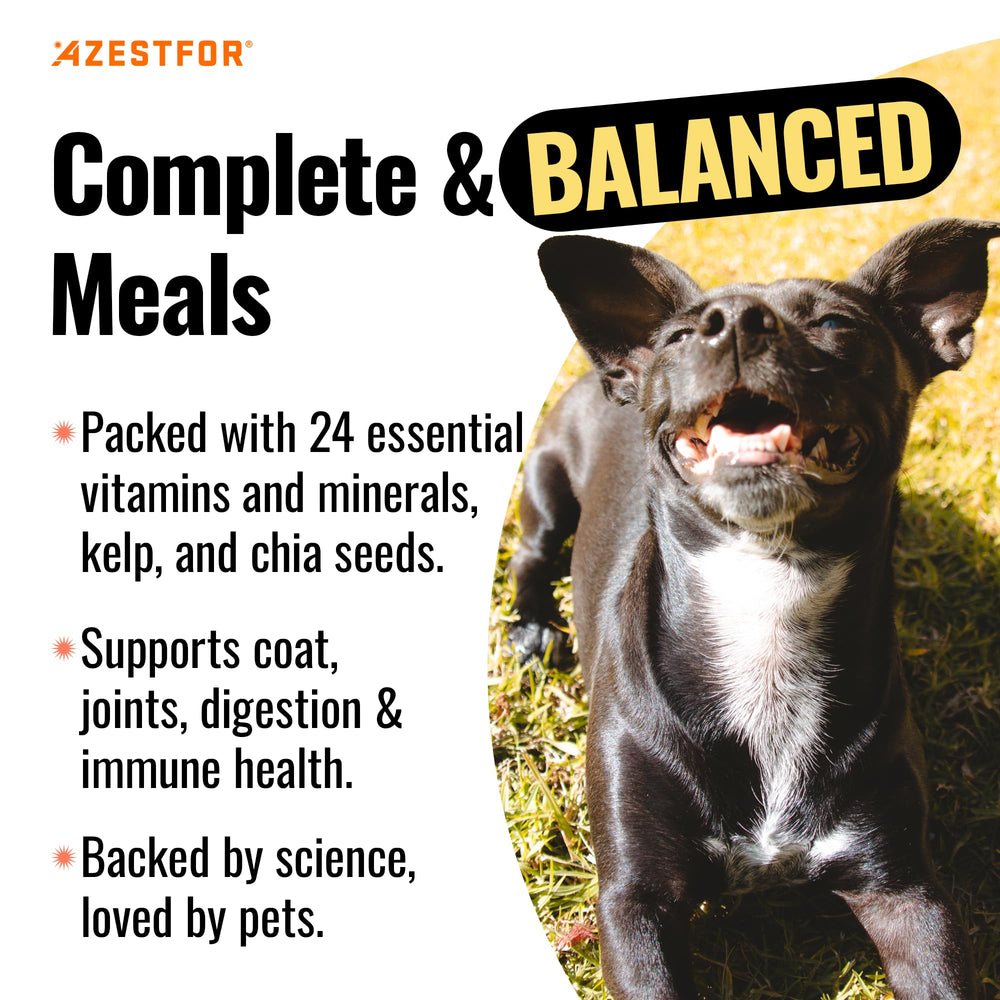 Azestfor scooper shows easy mixing into homemade dog meals.