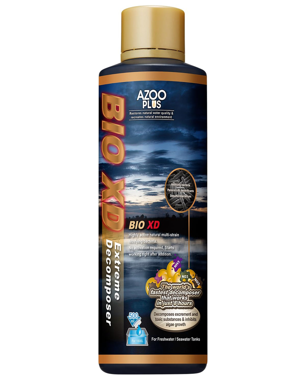 Azoo BIO XD bottle pour for quick, mess-free dosing in tanks.