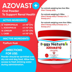 Azovast Plus probiotic powder for kidney support in dogs and cats