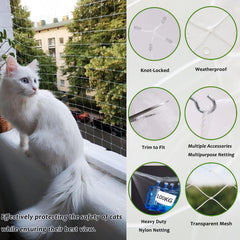 Azure Cantara balcony net with hooks shows easy securement.