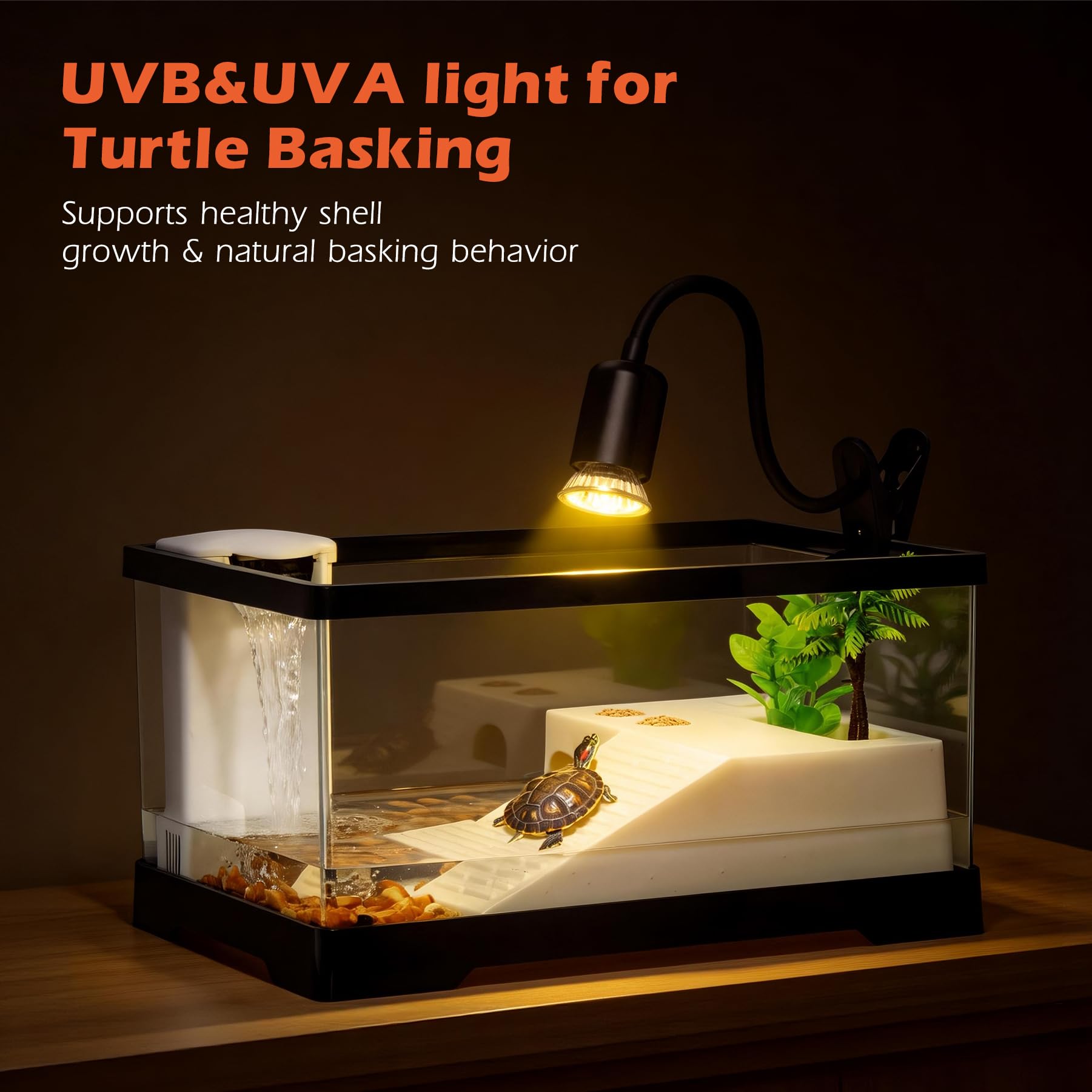 AZV turtle tank kit decor plants create natural hiding spots.