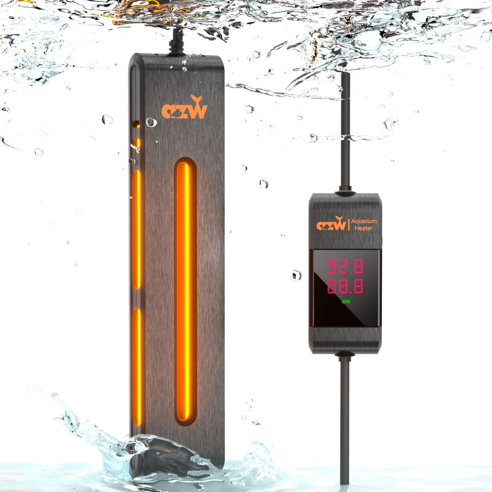 AZW aquarium heater with digital LED display for precise control.