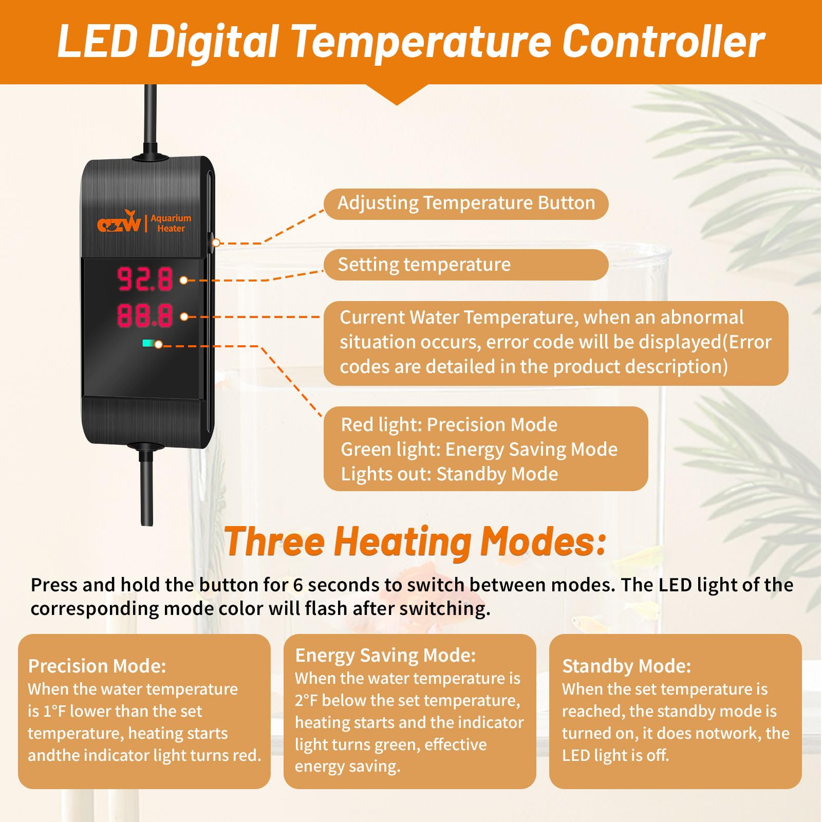 AZW heater installed submersibly for even tank heating.