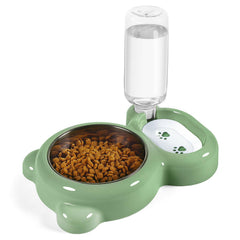 Azwraith 2-in-1 bowl green exterior demonstrates all-in-one hydration and feeding for pets.