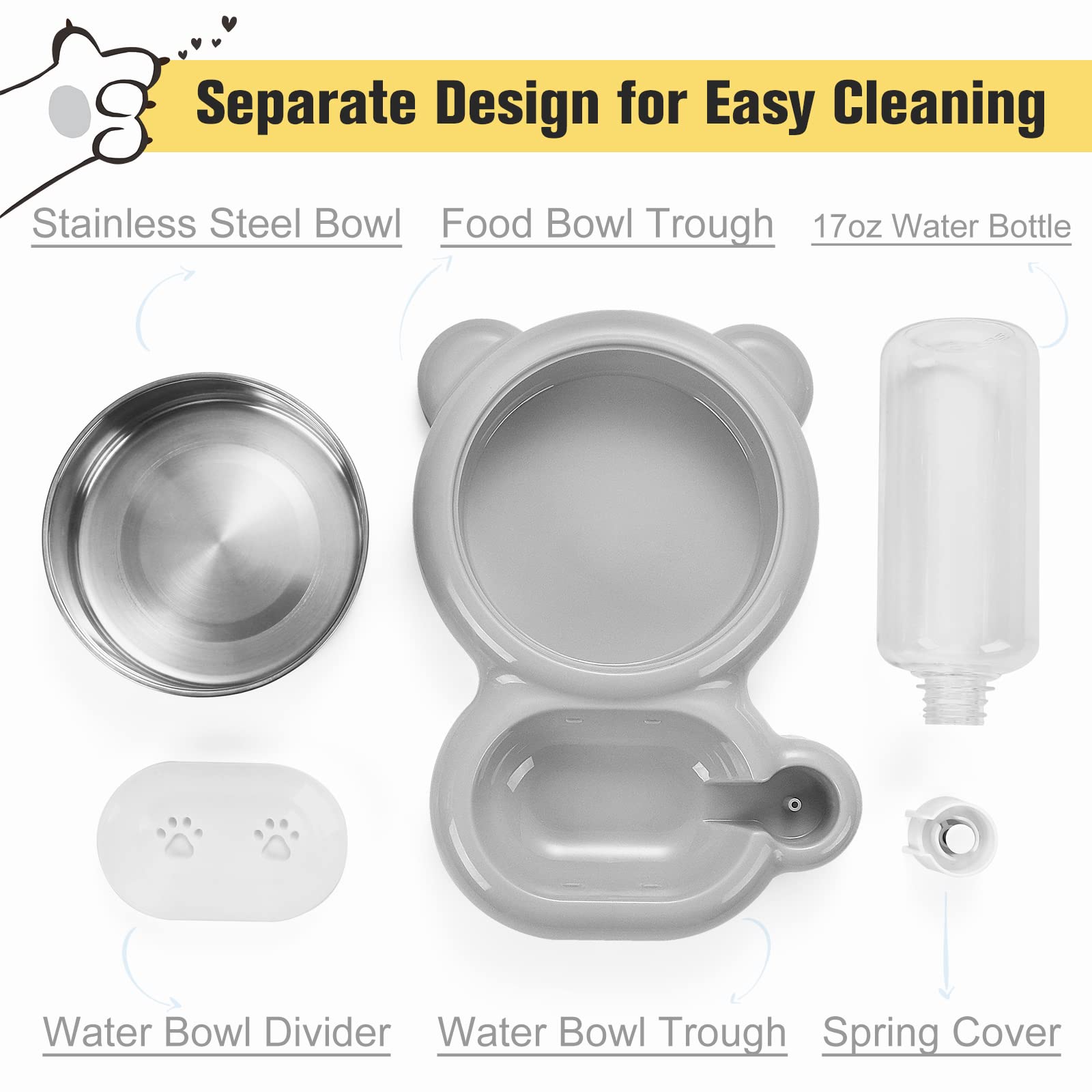 Azwraith detachable stainless steel bowl is durable and easy to clean.