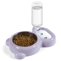 Azwraith 2-in-1 cat and dog bowl with water dispenser in purple.