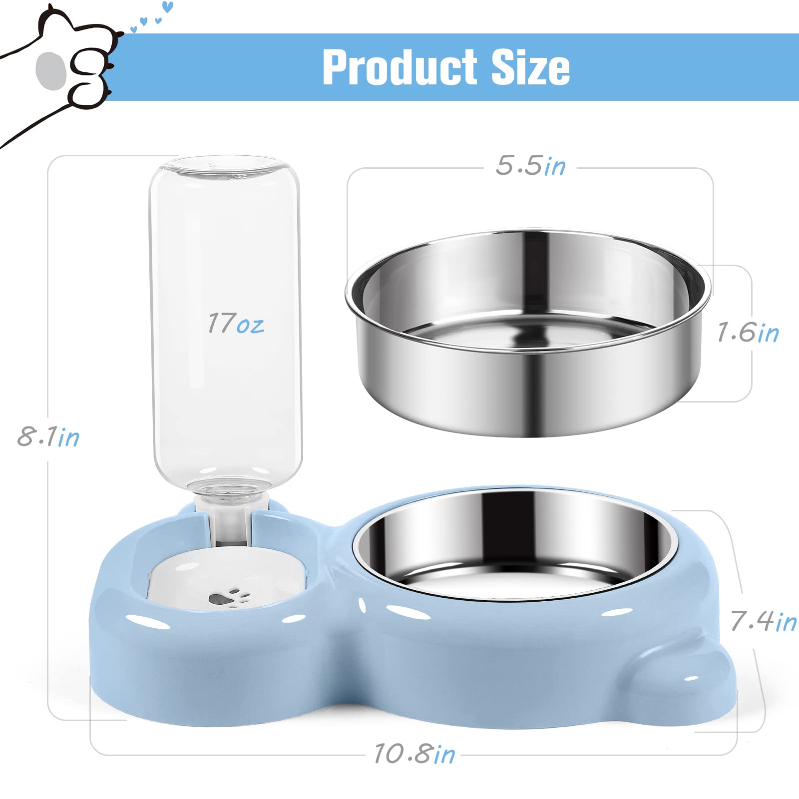 Azwraith non-slip wide base keeps bowls stable on the floor