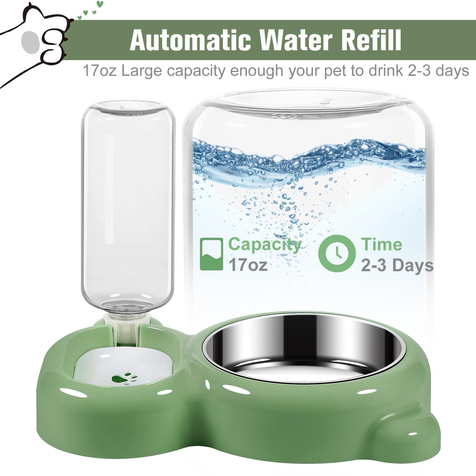 Azwraith water bottle gravity-feed action shows continuous access to fresh water.