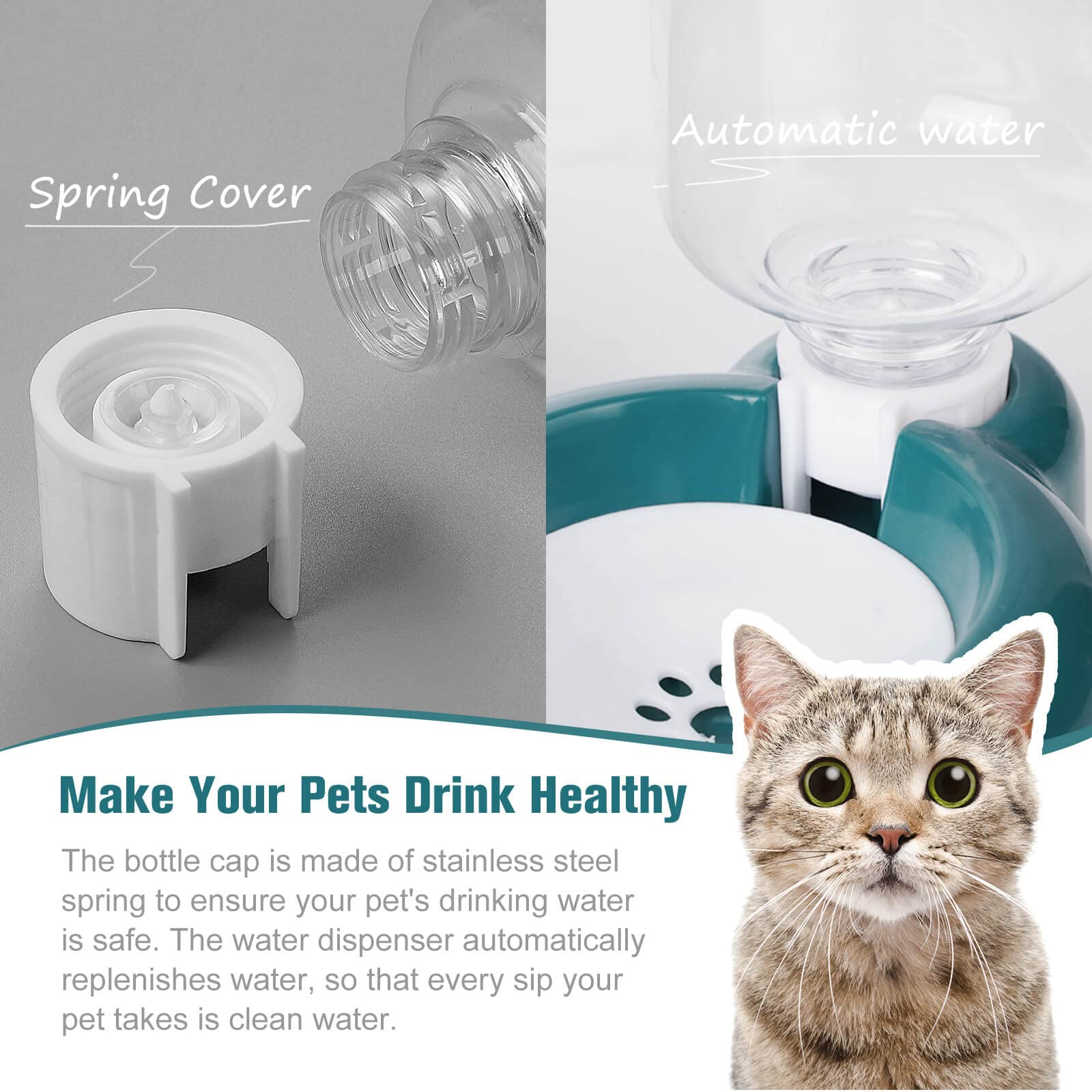 Azwraith water-bowl-divider keeps drinking area tidy and hair dry.