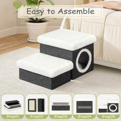 B FSOBEIIALEO 2-tier pet steps: stable climb for small pets