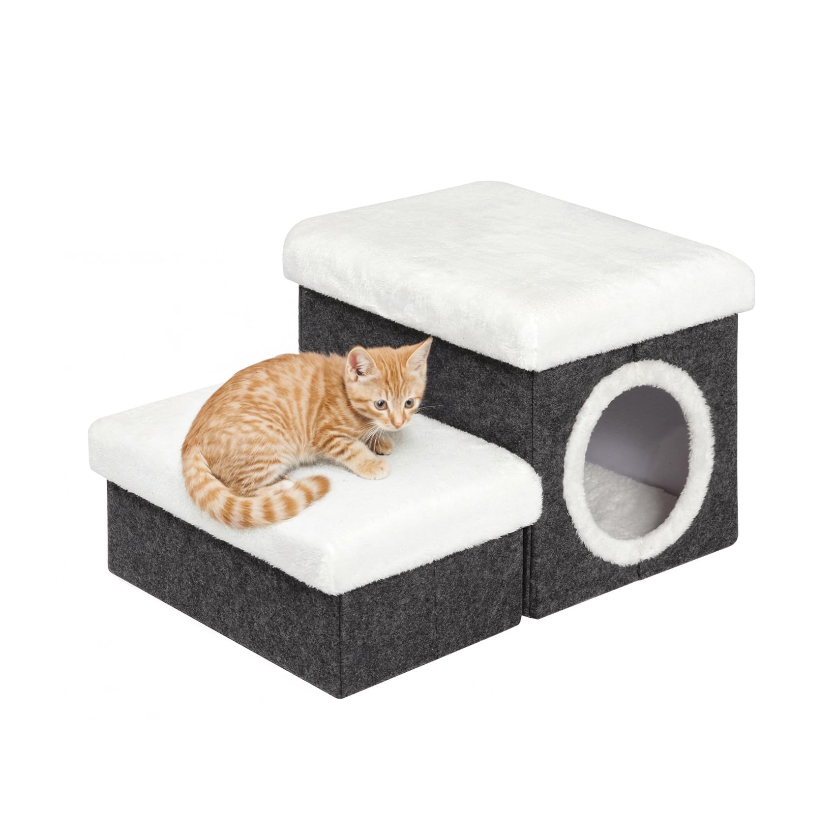 B FSOBEIIALEO cat house stairs bed: cozy pet retreat for easy bed access