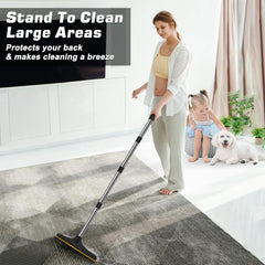 B-Land pet grooming glove helps loosen hair before sweeping.