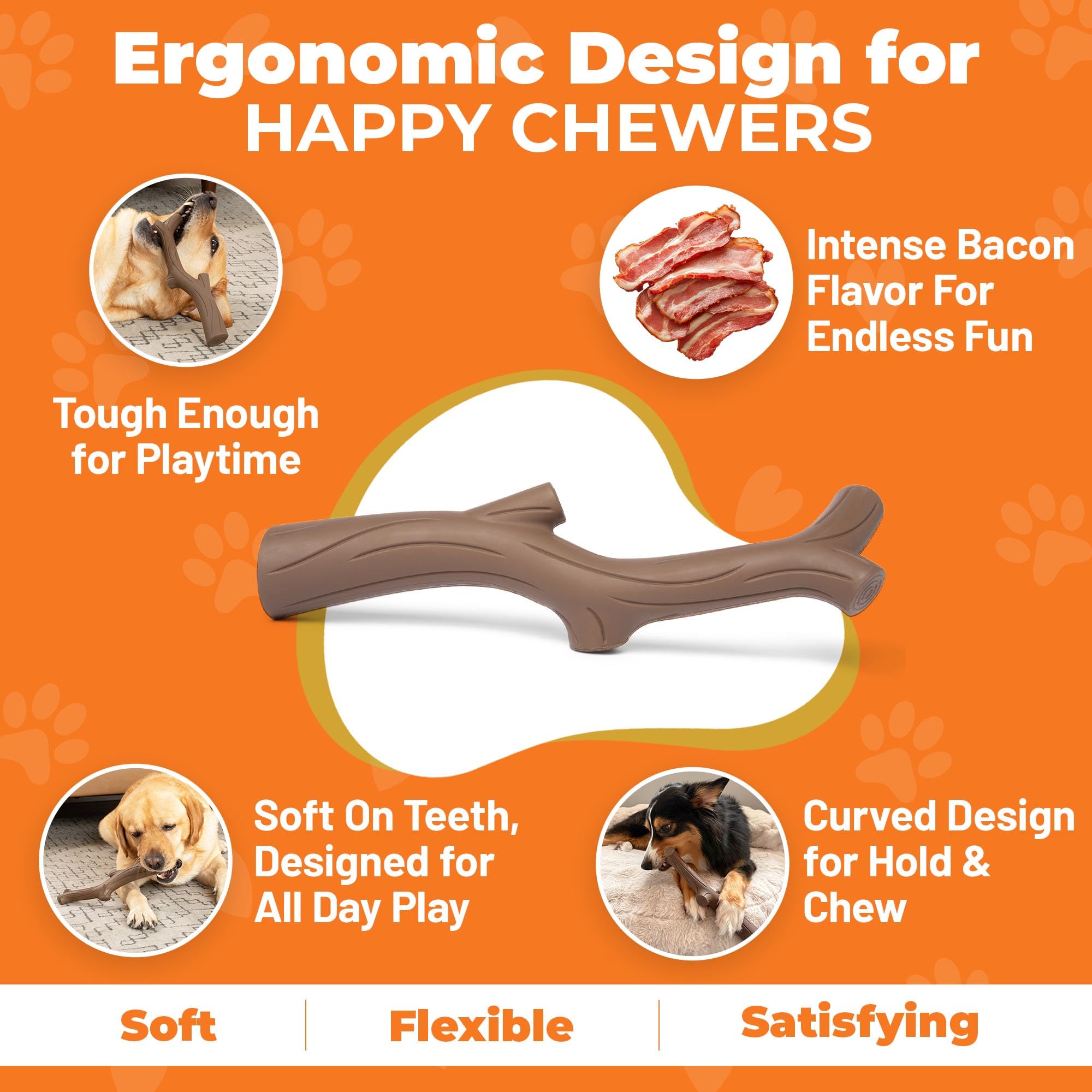 Baba Buddies curved hold design helps dogs grip during solo play.