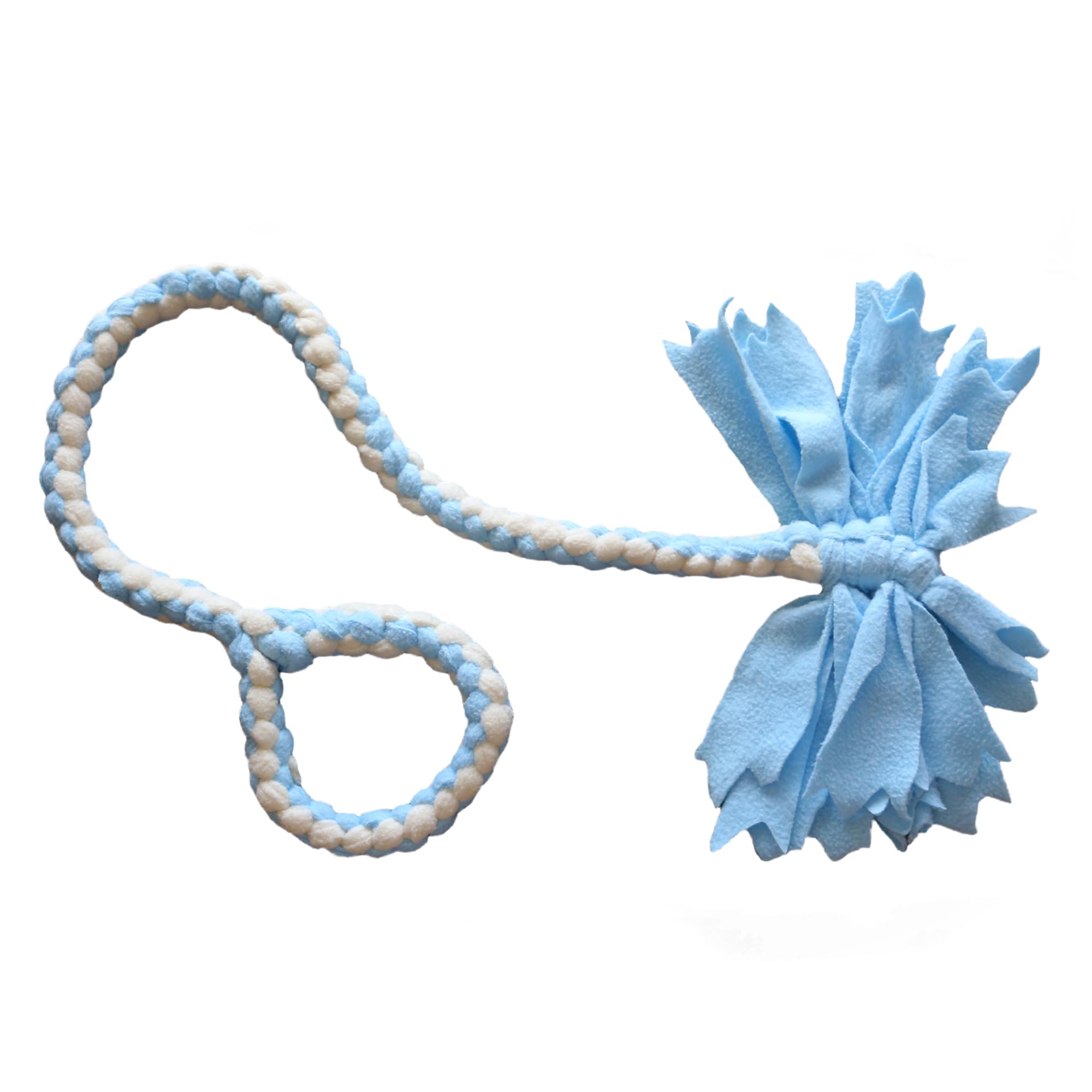 Baba&Nana braided fleece tug toy with blue ball for interactive play