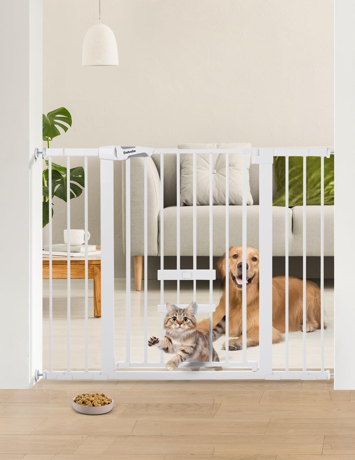 Babelio 36-inch extra-tall baby gate secures wide doorways for toddlers and large pets.