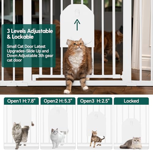 Babelio Auto Close Baby Gate with cat door supports both pets and kids safely.